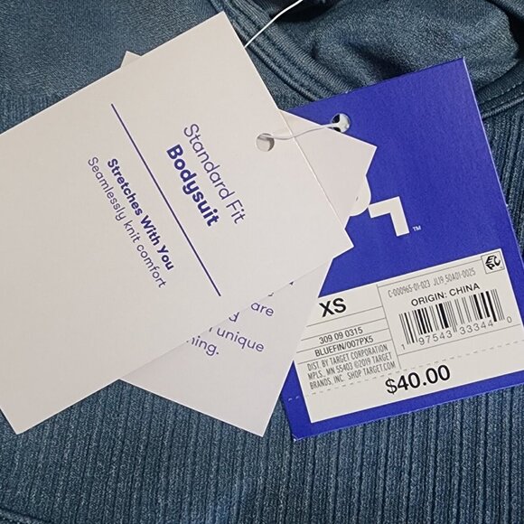 NWT JOY LAB Solid All Blue One Piece Bodysuit Activewear Womens Size XS - Picture 6 of 6